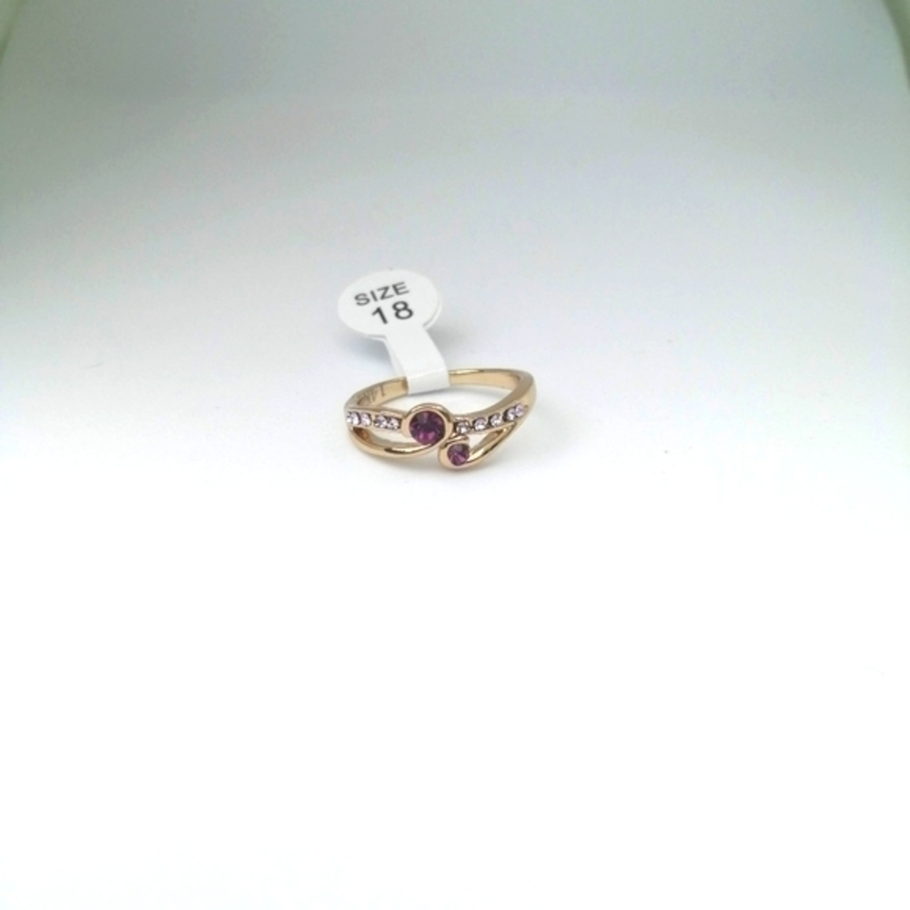 14k Real Gold Plated Ring Gem Black